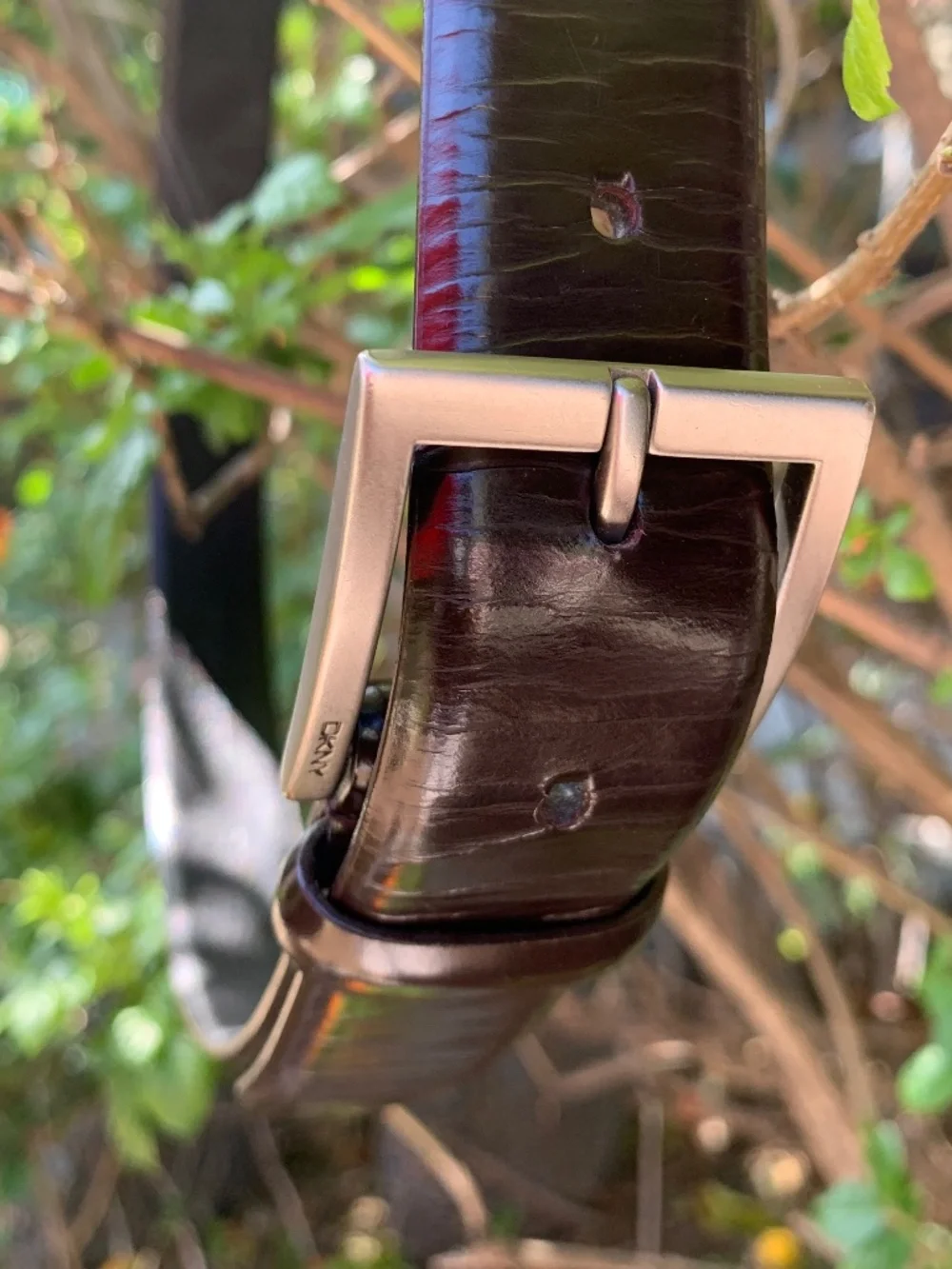 DKNY Brown Patent Leather Belt